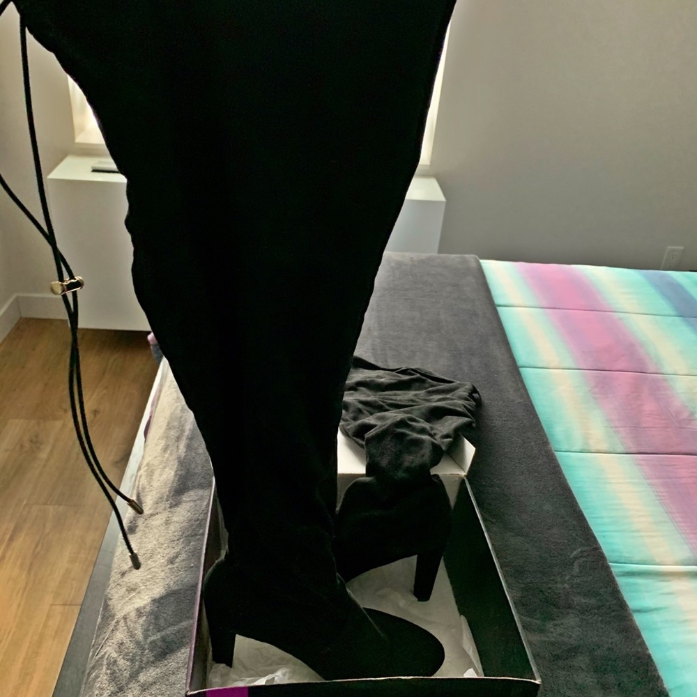 Black Adjustable Over The Knee High Boots